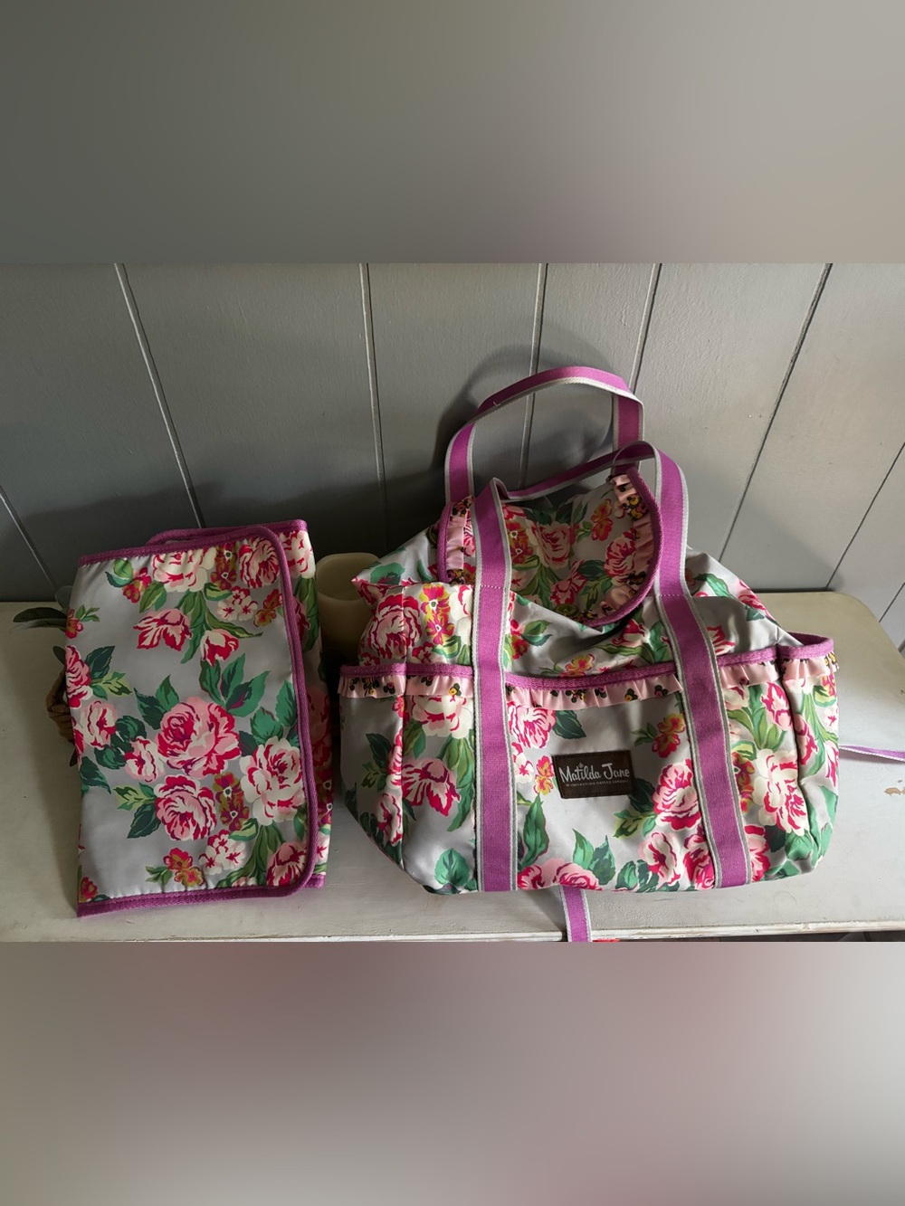 Matilda Jane Floral Tote in Pink and Green